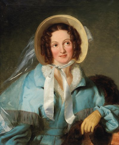 Portrait of a Lady with Hat by Alexander Clarot